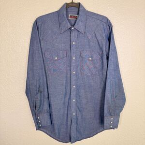 Big Mac Shirt Mens Medium Vintage Pearl Snap Button Western Workwear Ranch VTG